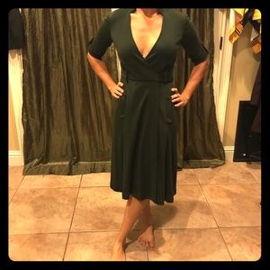 BCBG Forest Green Jersey Wrap Dress